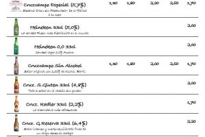 menu cervezas